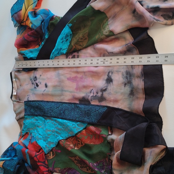 Sterling Styles Multicolor Silk Kimono Duster Patchwork XL 3/4 Sleeve Colorful - Picture 5 of 14